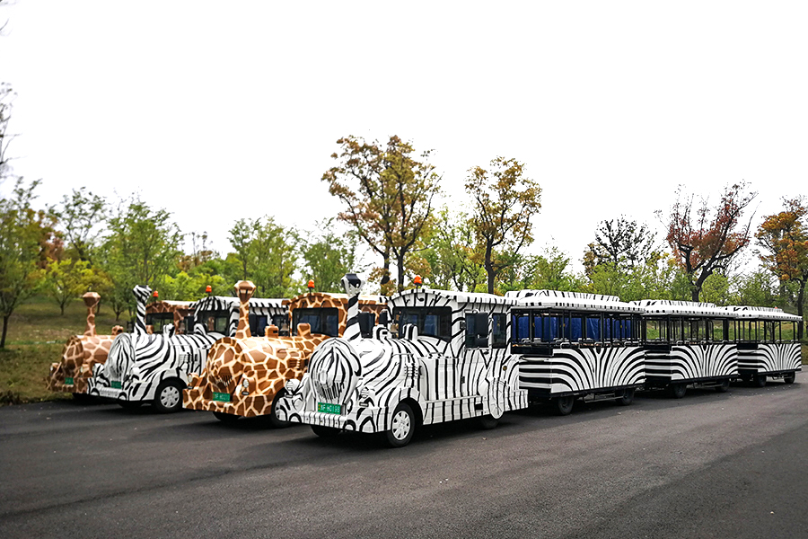 Back-to-back style semi-enclosed carriages 24 elegant large trackless sightseeing trains