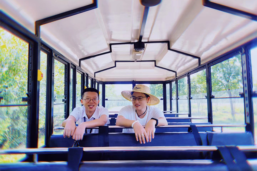 20-seat elegant large-scale trackless sightseeing trains in enclosed carriages
