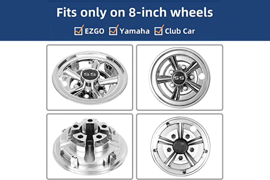 Golf Cart Wheel Covers Silver Color