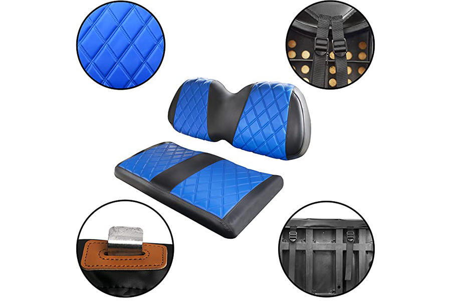 Golf Cart Seat Covers Diamond Blue & Black