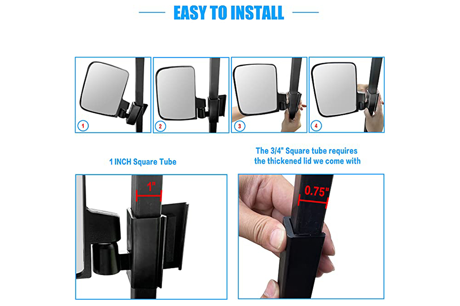 No Drilling Folding Side Rearview Mirror